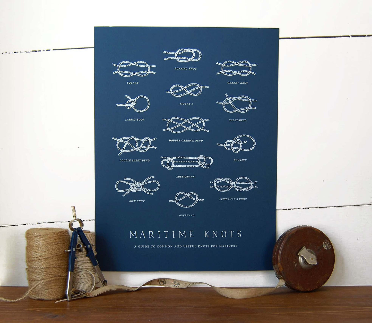 Nautical Knots Chart 11x14 - Navy