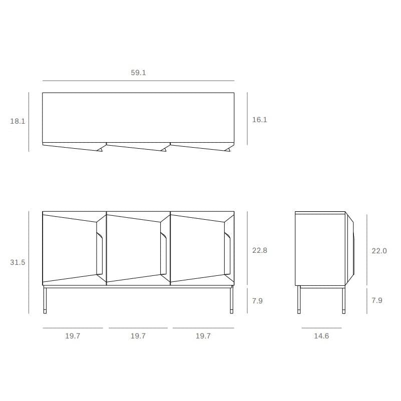 Stairs 3-Door Sideboard